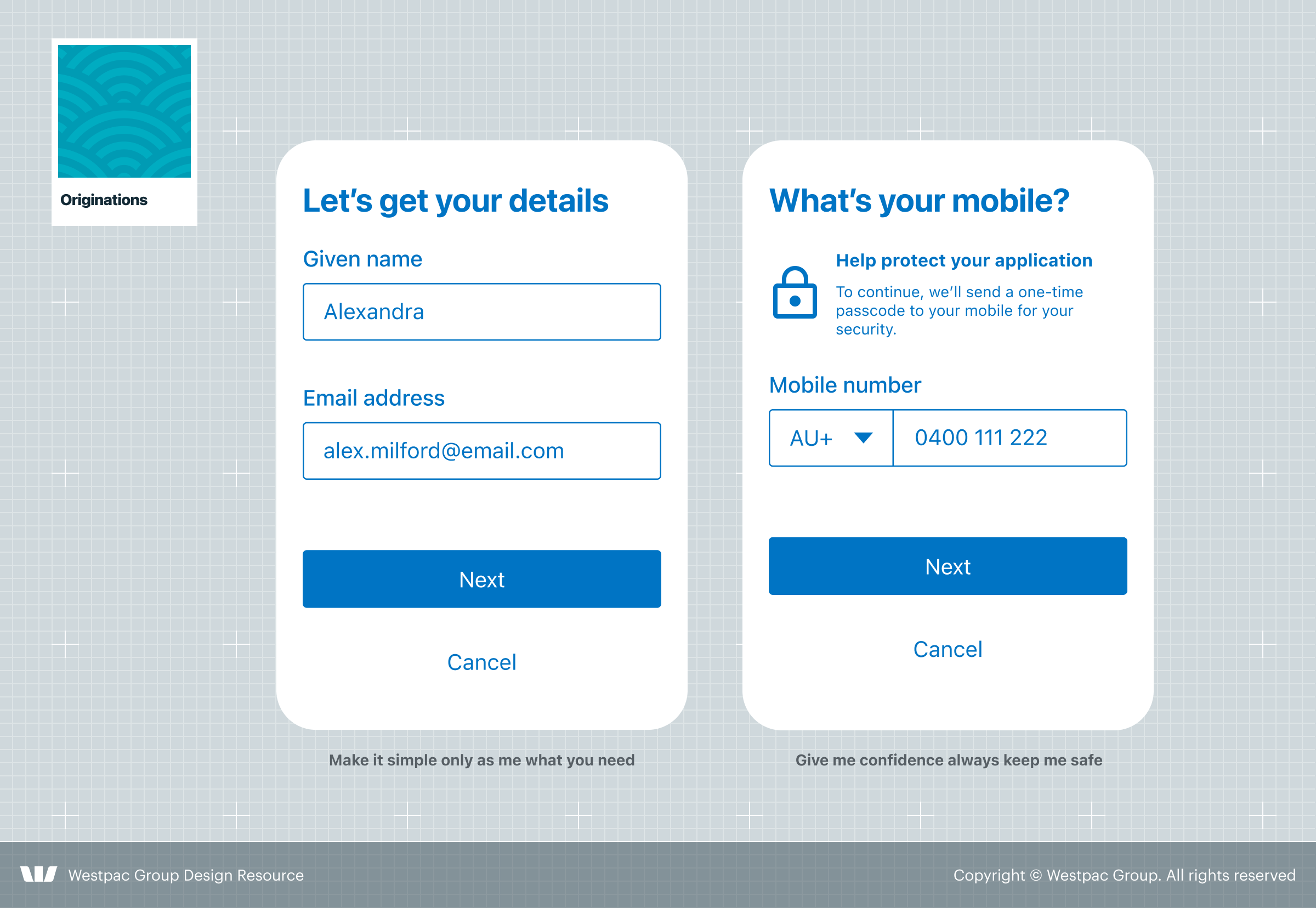 Stylised illustration of the capture contact details pattern